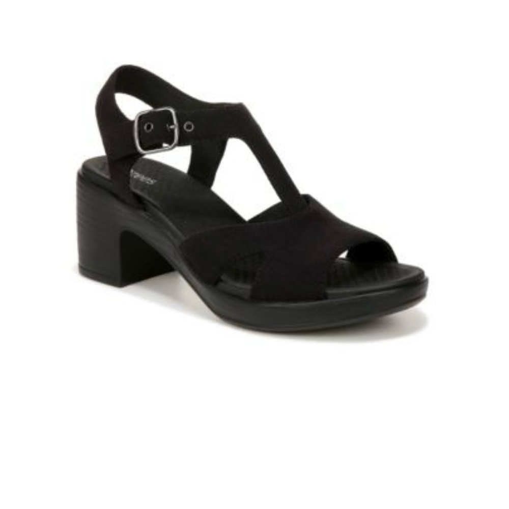 Bzees Black Strappy Sandals with Block Heels